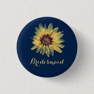 Bóton Redondo 2.54cm Botão Rustic Sunflower Bridesmaid