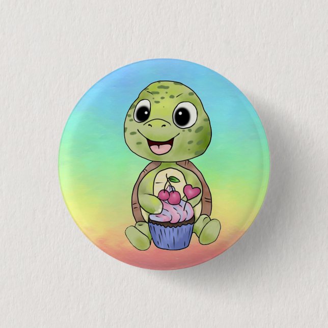 Bóton Redondo 2.54cm Botão Schildkröte mit Muffin (Frente)