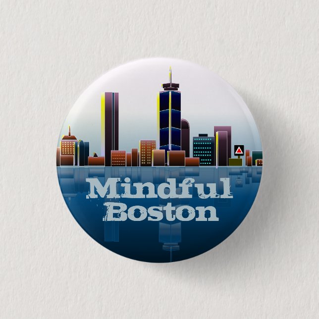 Bóton Redondo 2.54cm Botão Skyline Clássico do MindfulBoston (Frente)
