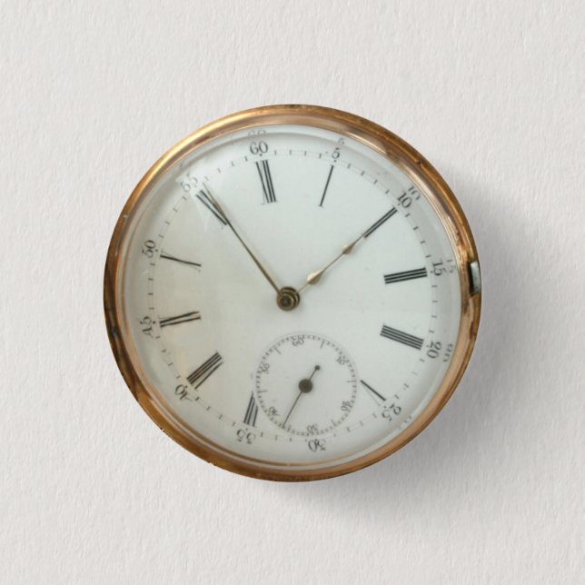 Bóton Redondo 2.54cm Botão Steampunk Nostalgic Tempus Fob Watch (Frente)