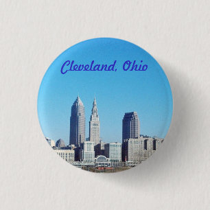 Bóton Redondo 2.54cm Botão Sunny Blue Cleveland Ohio