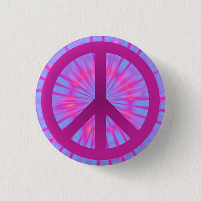Bóton Redondo 2.54cm Botão Tie Dye Peace Symbol (Frente)