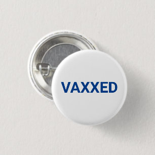 Bóton Redondo 2.54cm Botão Vaxxxin azul branco Vacinado