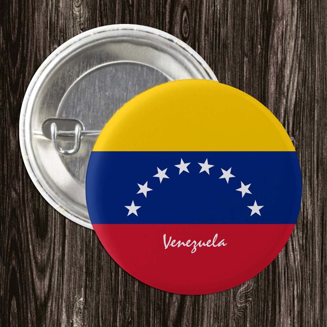 Bóton Redondo 2.54cm Botão Venezuela, Bandeira venezuelana patriótica (Criador carregado)