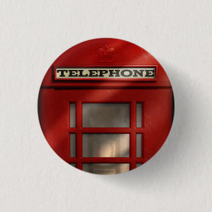 Bóton Redondo 2.54cm Botão vermelho britânico da caixa de telefone