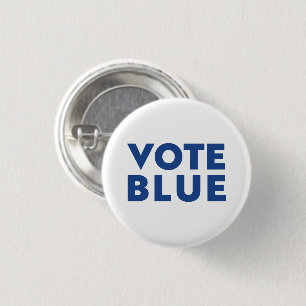 Bóton Redondo 2.54cm Botão Votar azul, branco, pino azul