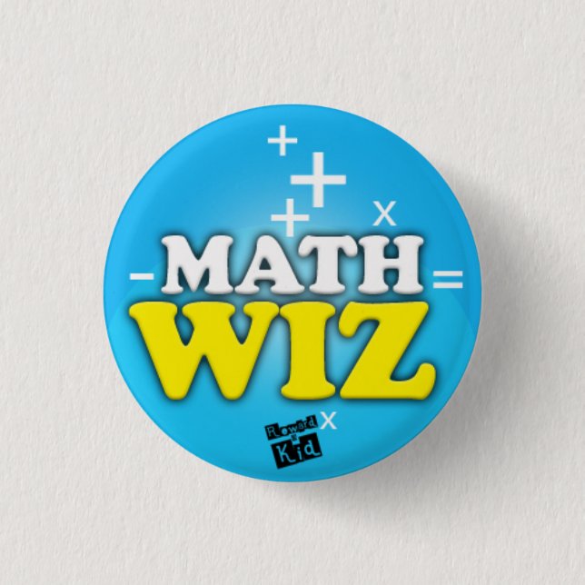 Bóton Redondo 2.54cm Botão wiz matemática (Frente)