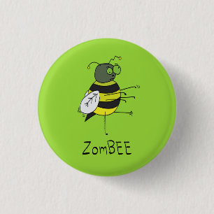 Bóton Redondo 2.54cm Botão ZomBEE Zombie Bee Halloween