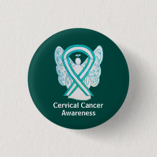 Bóton Redondo 2.54cm Botões Anjo de Sensibilização do Cancer Cervoso Fi