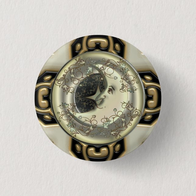 Bóton Redondo 2.54cm Botões celestiais da lua (Frente)