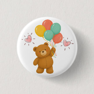 Bóton Redondo 2.54cm Botões de Balões de Urso Fofo