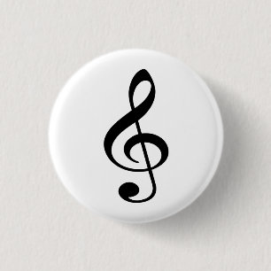 Bóton Redondo 2.54cm Bóton (Button) Clave de Sol Preta