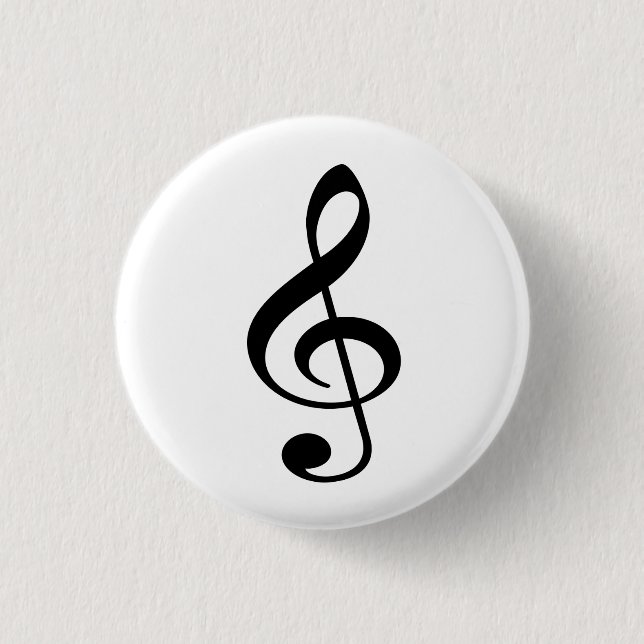 Bóton Redondo 2.54cm Bóton (Button) Clave de Sol Preta (Frente)