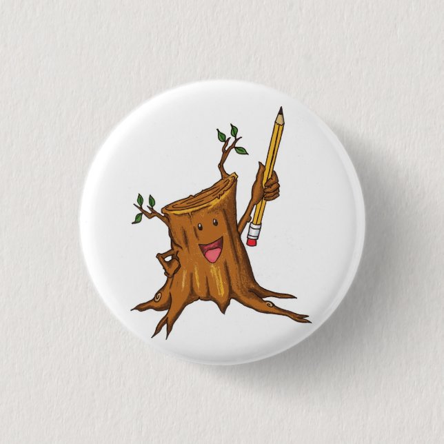 Bóton Redondo 2.54cm Branco (pequeno) Stumpy do botão (Frente)