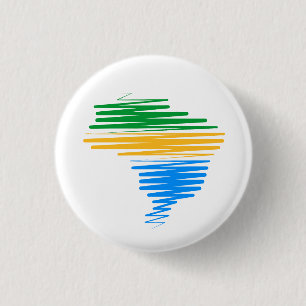 Bóton Redondo 2.54cm Brasil mapeia borda com cores de bandeira brasilei