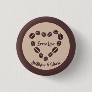 Bóton Redondo 2.54cm Brew Love Coffee Bean Heart