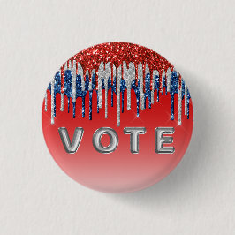 Bóton Redondo 2.54cm Brilho Patriótico Americana Vote