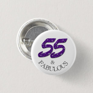 Bóton Redondo 2.54cm Brilho roxo da 55th celebração fabulosa do
