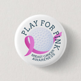 Bóton Redondo 2.54cm Brincar Para A Consciência Do Cancer De Mama Rosa 