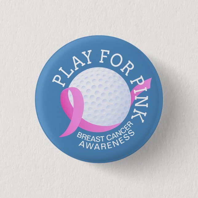 Bóton Redondo 2.54cm Brincar Para A Consciência Do Cancer De Mama Rosa  (Frente)
