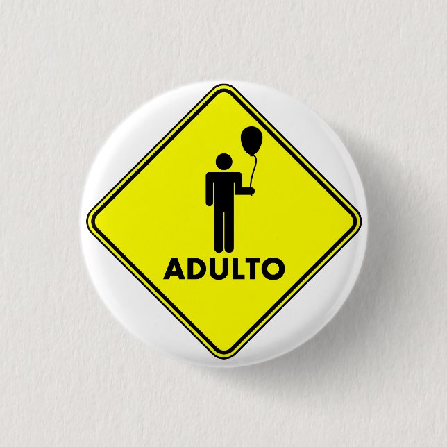 Bóton Redondo 2.54cm Broche "ADULTO", 3,2 Cm (Frente)