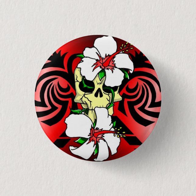 Bóton Redondo 2.54cm broche de caveira (Frente)