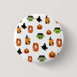 Bóton Redondo 2.54cm Bruxa Assustadora de Halloween, Casa Assombrada, L