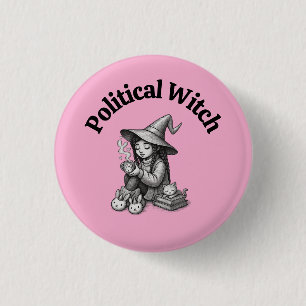 Bóton Redondo 2.54cm Bruxa Feminista Anti Trump Política Caprichosa Ros