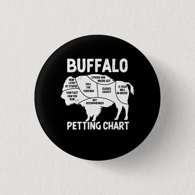 Bóton Redondo 2.54cm Buffalo Willife Petting Chart Para Bison Lovers Fl (Frente)