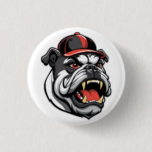 BÓTON REDONDO 2.54CM BULLDOG COM BONÉ DE BEISEBOL