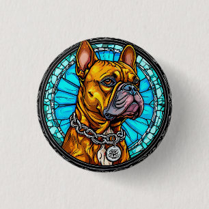 Bóton Redondo 2.54cm Bulldog Francês em Design Ornamentado
