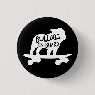Bóton Redondo 2.54cm Bulldog no Conselho | Cachorro de skate Silhouette
