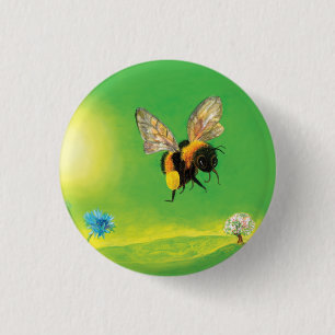 Bóton Redondo 2.54cm Bumblebee voando sobre o campo