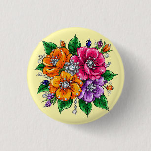 Bóton Redondo 2.54cm Buquê Floral Colorido