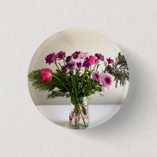 Bóton Redondo 2.54cm Buquê Mama Colorida no Dia da Mãe + Opção Personal
