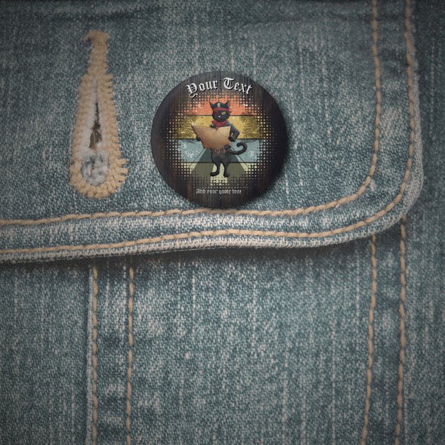 Bóton Redondo 2.54cm Busca Sunset do gatinho Buccaneer (Kitty Buccaneer's Sunset Quest 1 Inch Round Button)