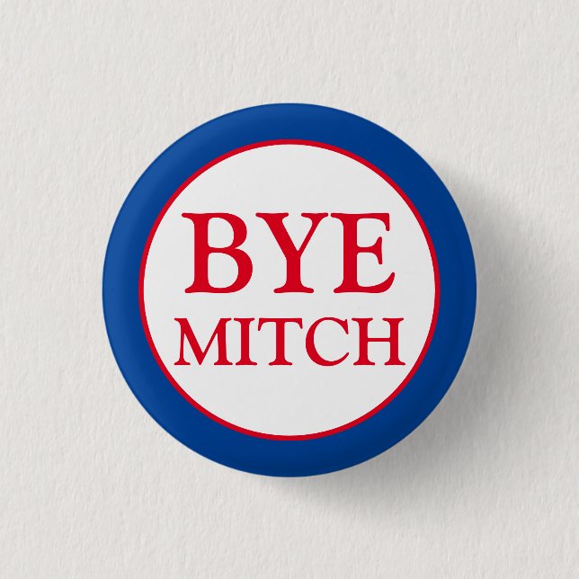 Bóton Redondo 2.54cm Bye Mitch McConnell Senate Votar Eleição Azul (Frente)