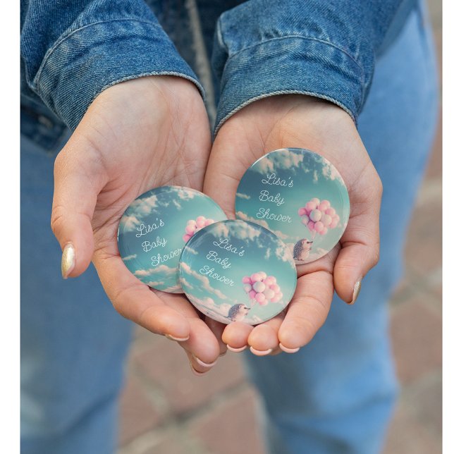 Bóton Redondo 2.54cm Cabeça de ouriço bonita com balões de aniversário, (Criador carregado)