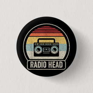 Bóton Redondo 2.54cm Cabeça de Rádio Retroativa Vintage