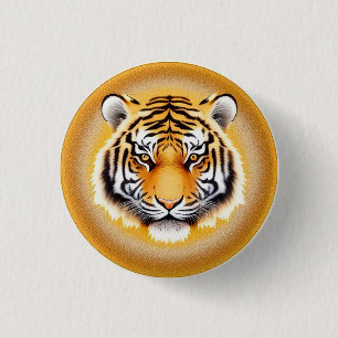 Bóton Redondo 2.54cm Cabeça de Tigre com Ouro brilhando Aura