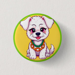 Bóton Redondo 2.54cm Cachorro de Desenho Animado Adorável