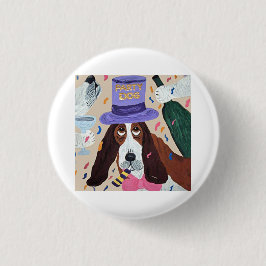 Bóton Redondo 2.54cm Cachorro de Festa Basset Hound