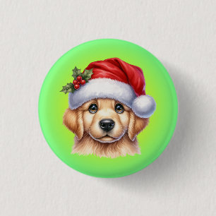 Bóton Redondo 2.54cm Cachorro para Retriever ouro com Estilo Papai Noel