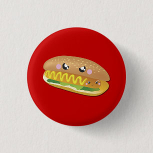 Bóton Redondo 2.54cm Cachorro quente no vermelho, botão dos desenhos