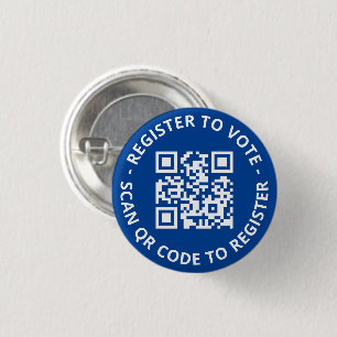 Bóton Redondo 2.54cm Cadastre-se para votar código QR personalizado azu