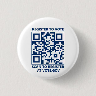 Bóton Redondo 2.54cm Cadastre-se para votar código QR scannable azul ma