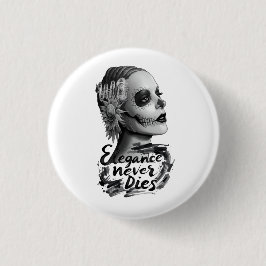 Bóton Redondo 2.54cm Calavera Monocromática