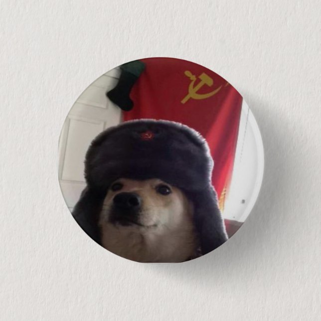 Bóton Redondo 2.54cm Camarada Doge o Doggo comunista Pupper (Frente)