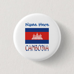 Bóton Redondo 2.54cm Cambodja Flag Blue Personalizado