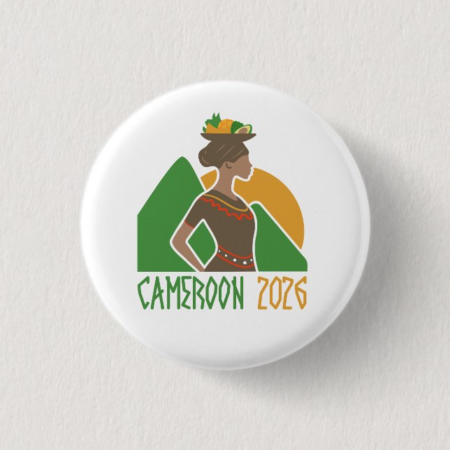 Bóton Redondo 2.54cm Cameroon Douala 2026 International Convention Pin (Frente)